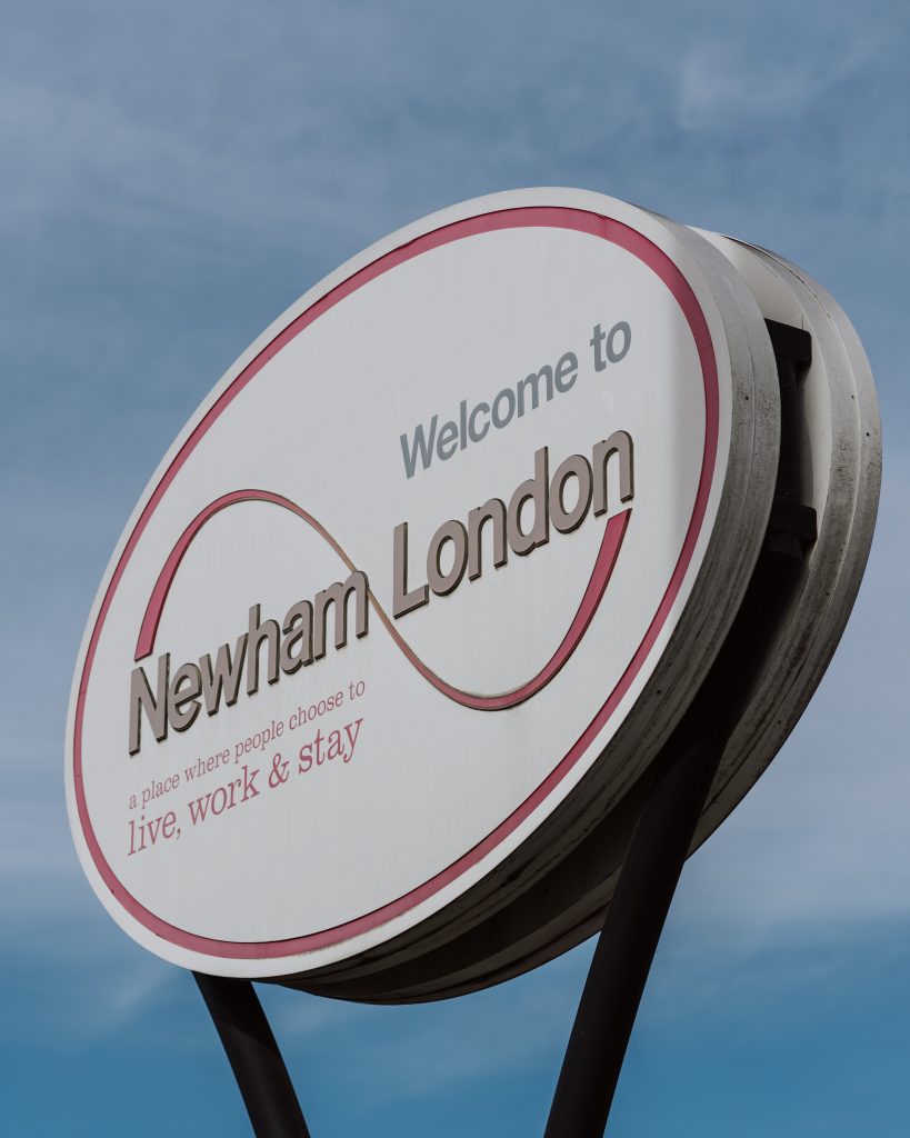 A sign welcoming visitors to Newham