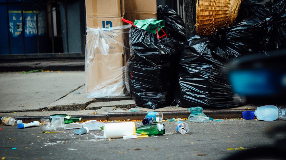 Rubbish piling up in a street
