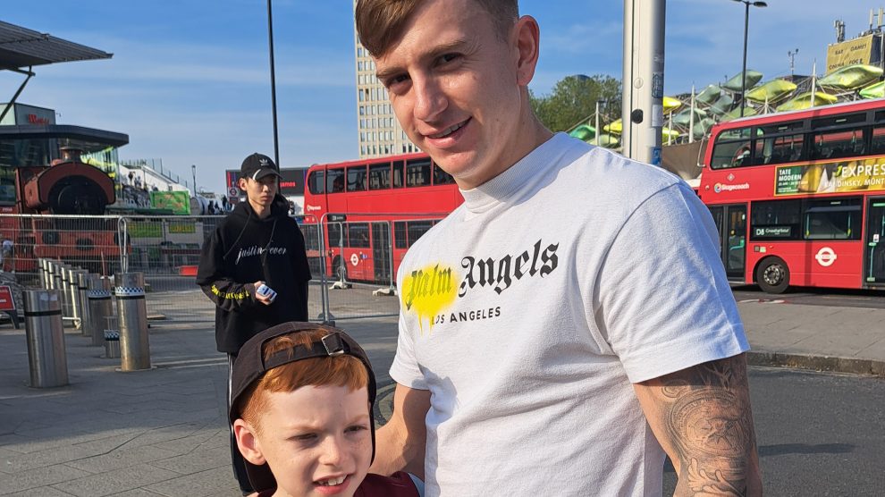 An adult and a child