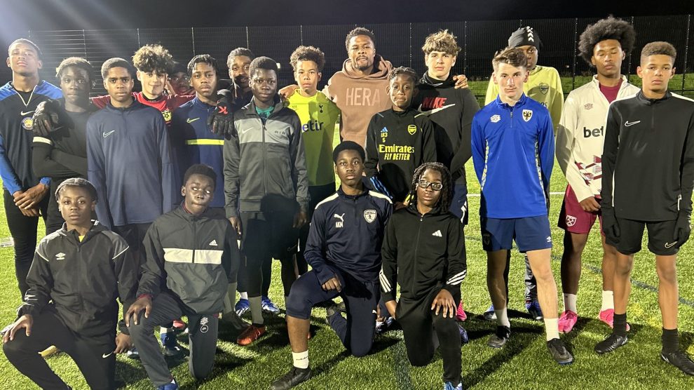 Chuba Akpom with MP Sports Academy players