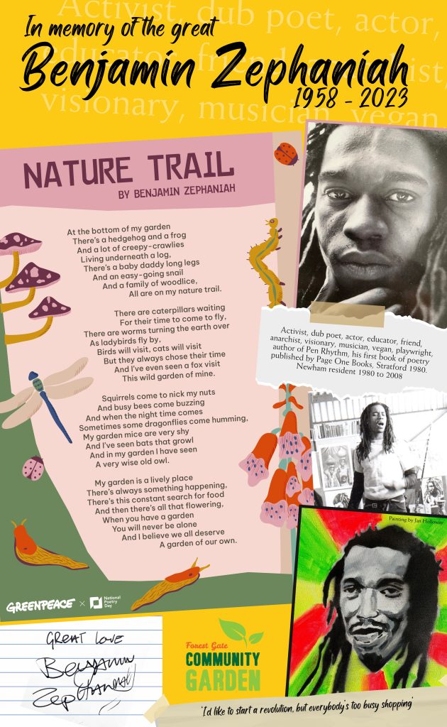 A flyer publicising the life of Benjamin Zephaniah