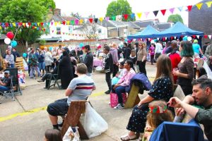 people gathered at Park Village Oasis E15