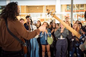 people enjoying on singer singing at canalmusic