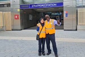Staff members at Station Gibbins Road exit