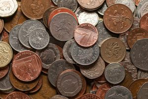 A photograph of loose change
