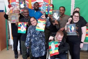 Ambition, Aspire, Achieve event with special need people show art work