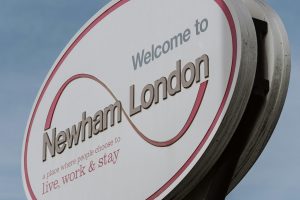 A sign welcoming visitors to Newham