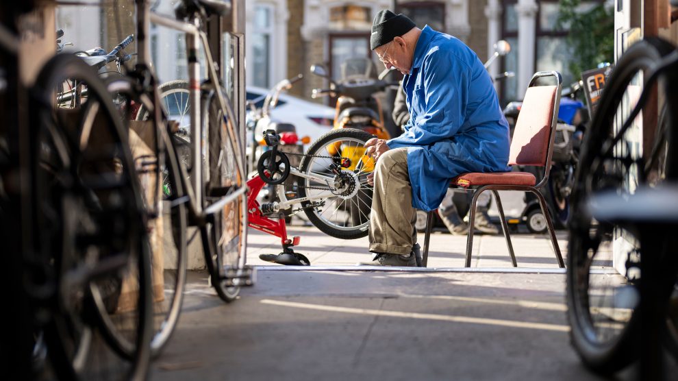 Ted Etty, 96, outside Etty & Tyler, Upton Lane