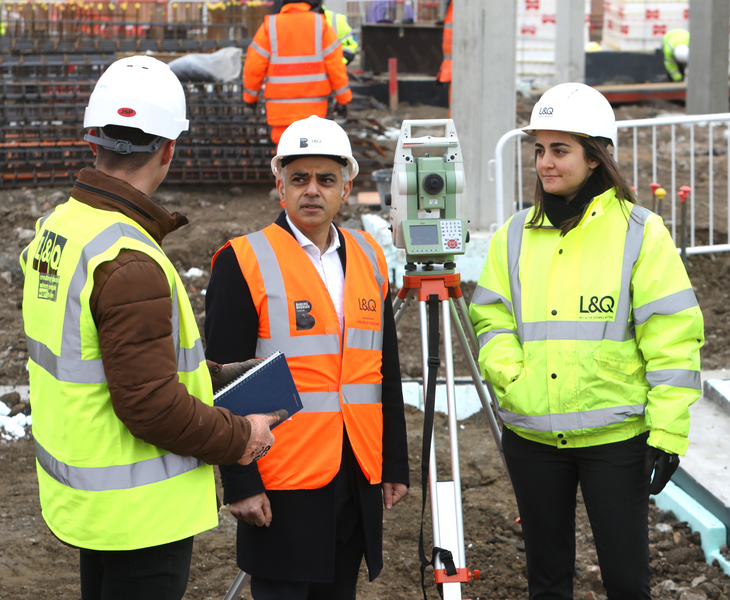 Sir Sadiq Khan on a London building site (credit GLA)