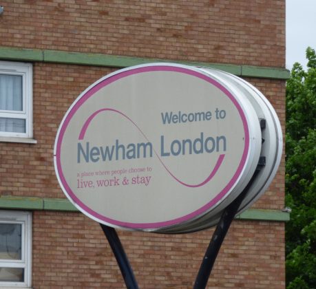 A sign saying "Welcome to Newham"