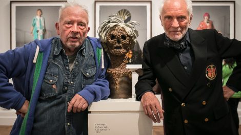 David Bailey with actor Terence Stamp in an art gallery