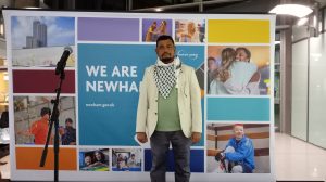 Newly elected Plaistow South councillor Md Nazrul Islam celebrates his win (credit LDRS)