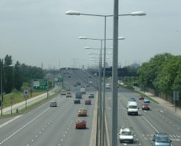 Cars travelling along a dual carriageway