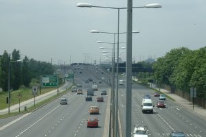 Cars travelling along a dual carriageway
