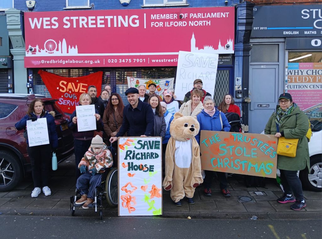 Richard House parents protest outside Wes Streeting's constituency office (credit Save Richard House)