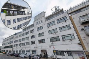 Sarwan House as it looks now (credit Google) and (inset) how it is expected to look with an additional two storeys (credit Locus Architecture)