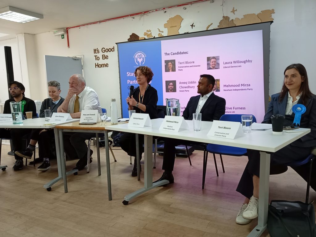 Newham mayoral candidates at the hustings organised by Age UK (credit Nick Clark)