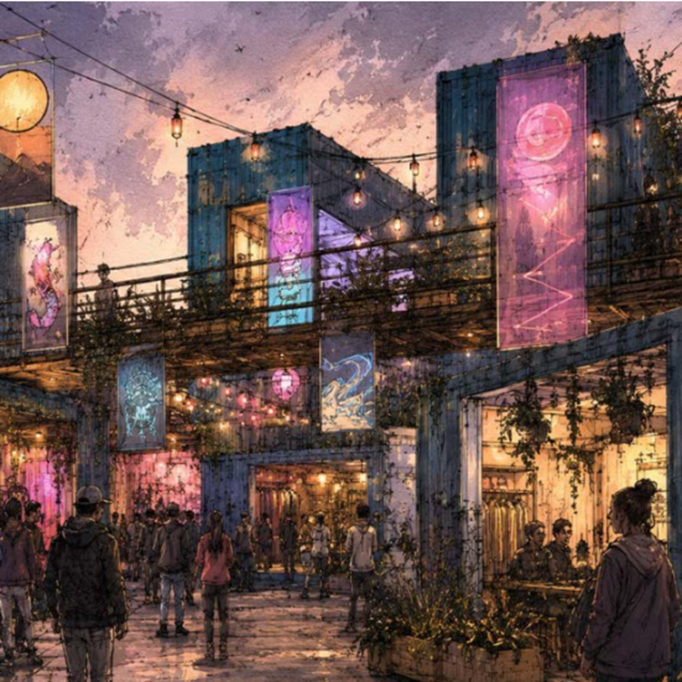 Artist's impression of the proposed temporary meanwhile use at the Stratford Junction site (credit Contemporary Design Solutions)