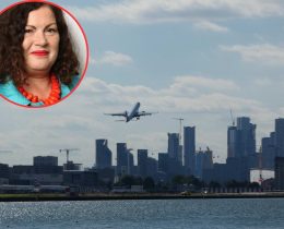 London City Airport (LDRS image) and (inset, credit GLA) London Assembly member Leonie Cooper