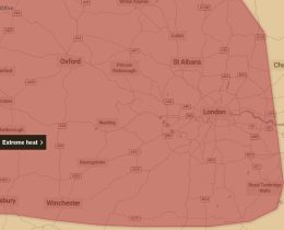 The red alert is in force from Wednesday at 9am until Thursday at 9pm (credit Met Office/MapTiler/OpenStreetMap contributors)