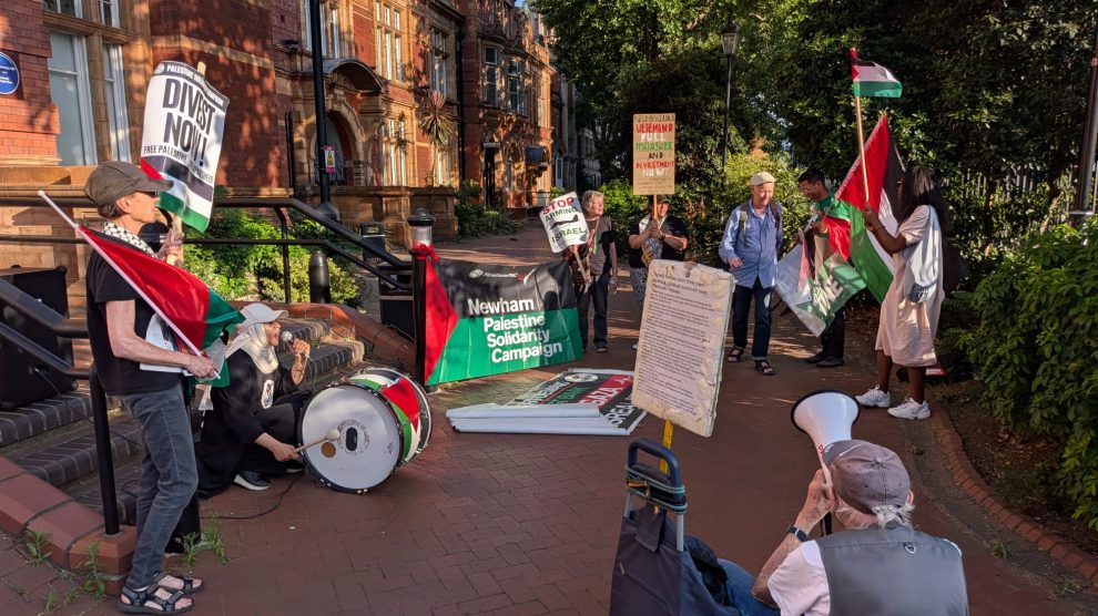 The Newham Palestine Solidarity Campaign (PSC) protest outside Newham Town Hall (credit Ben Moss)