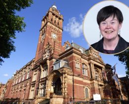 Newham Town Hall and (inset) Susan Masters