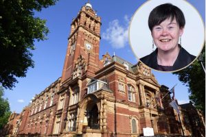 Newham Town Hall and (inset) Susan Masters