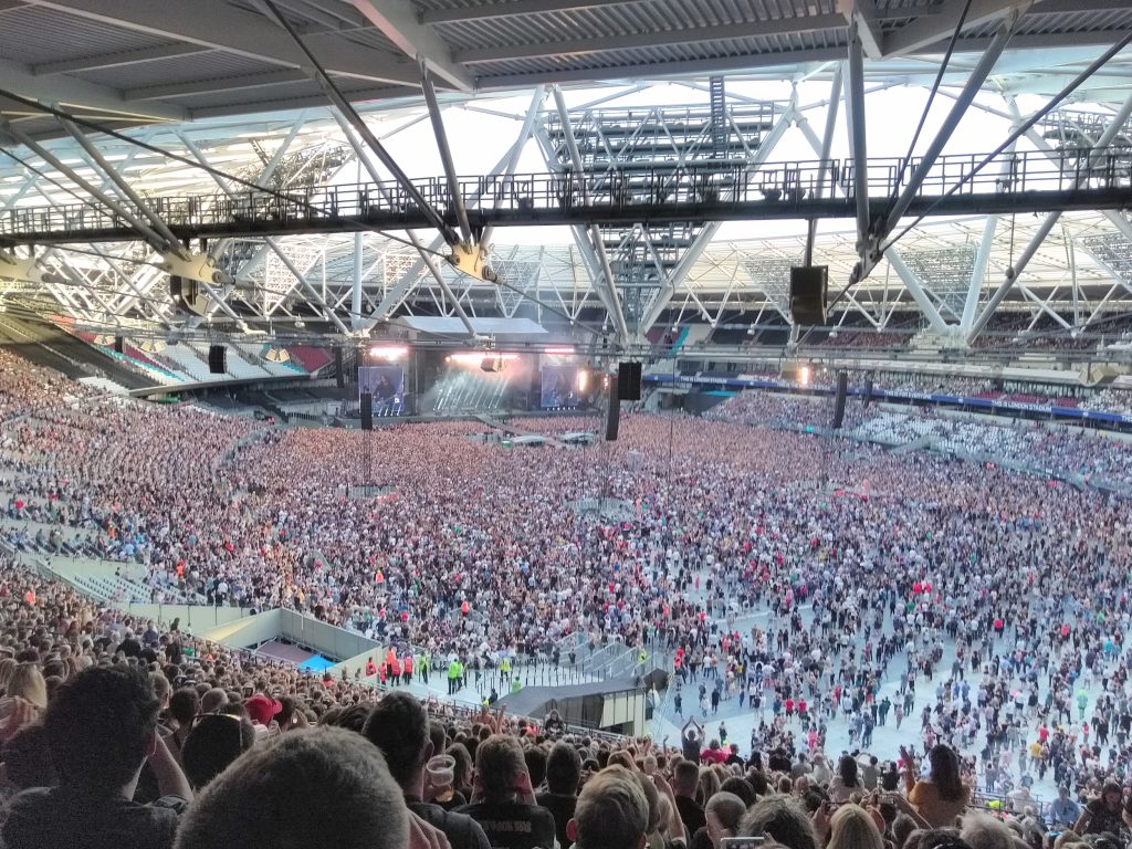 Foo Fighters performing at London Stadium in 2018