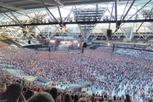 Foo Fighters performing at London Stadium in 2018