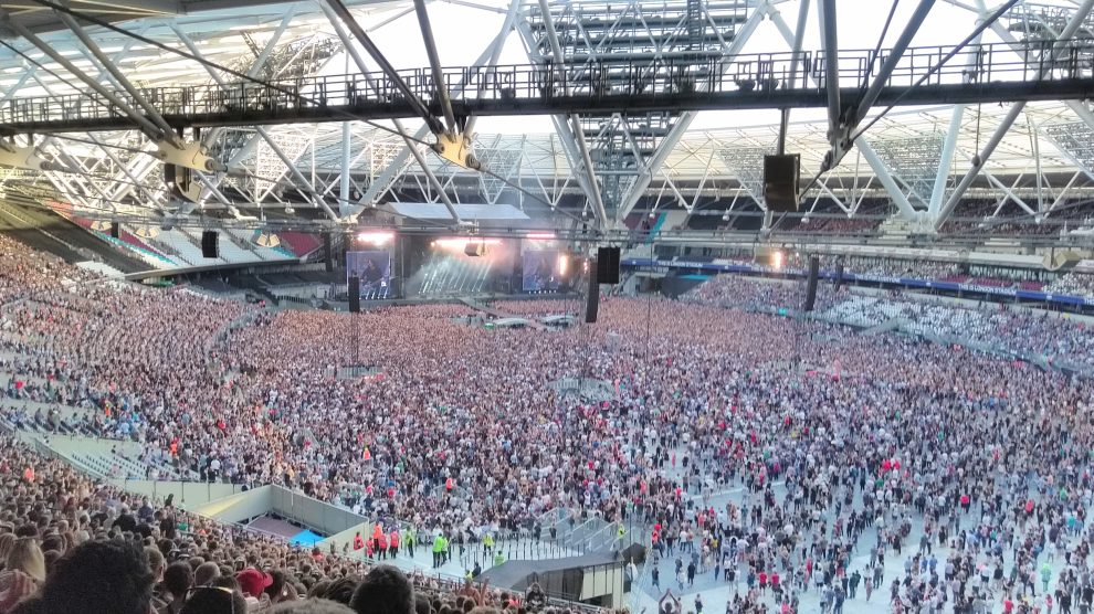 Foo Fighters performing at London Stadium in 2018