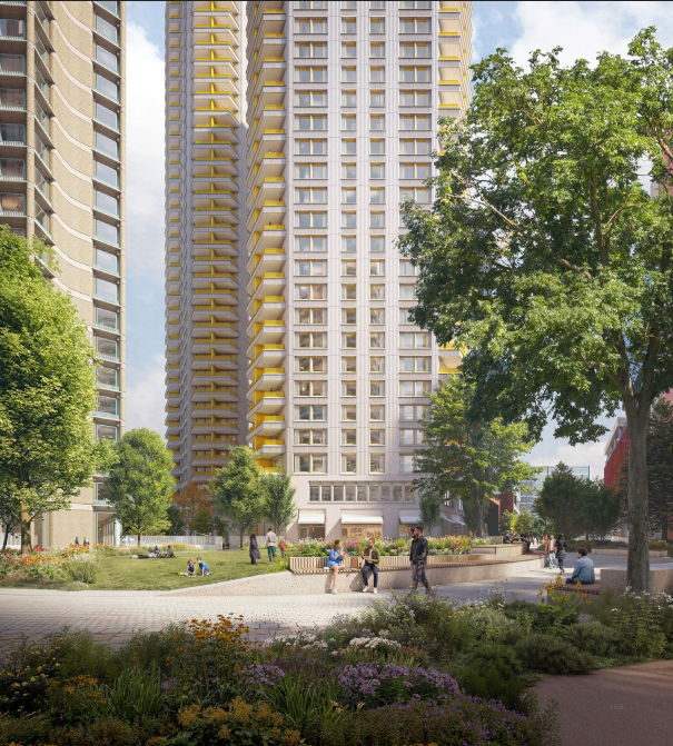 Artist's impression of proposed homes at Stratford Cross (credit AHMM Architects)