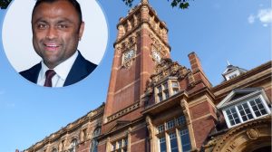 Newham Town Hall and (inset) mayor Forhad Hussain