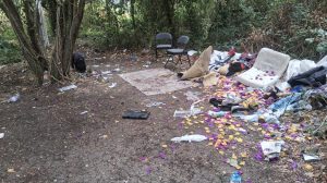 The 'drug den' on the footpath next to Alders Brook (submitted by a resident)