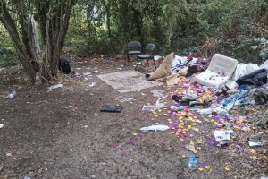 The 'drug den' on the footpath next to Alders Brook (submitted by a resident)