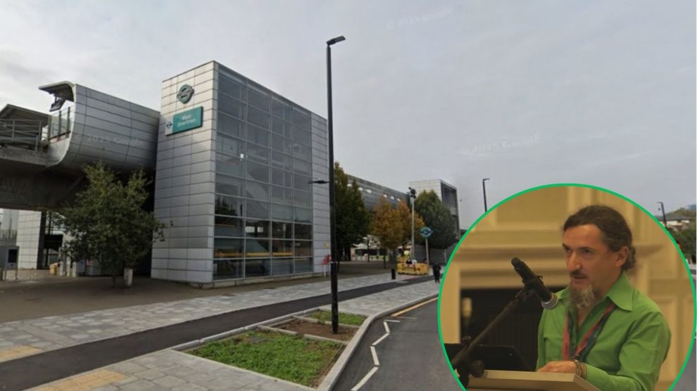 West Silvertown DLR Station, in North Woolwich Road, and (inset) Green councillor Rob Callender